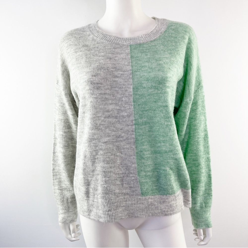 Saturday Sunday by Anthropologie Gray & Green LEA Color block Sweater Size M